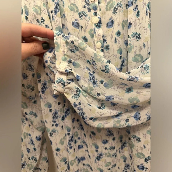 LC Lauren Conrad Women’s Blue Floral Sheer Blouse Size XL - Picture 4 of 8